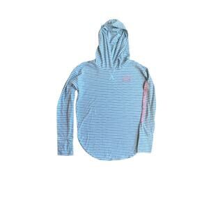 Vineyard Vines Striped Hooded Shirt With Thumb Holes